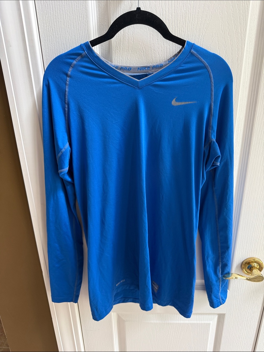 Nike Long Sleeve Dri-FIT Top - Royal Blue with Silver Swoosh